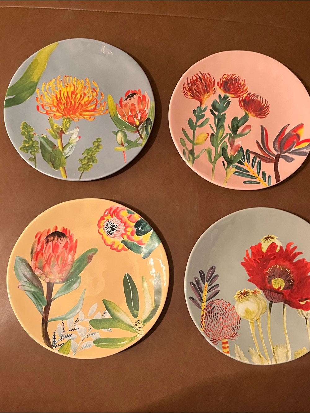 Pier 1 Floral Decorative Stoneware Plates - Set of 4